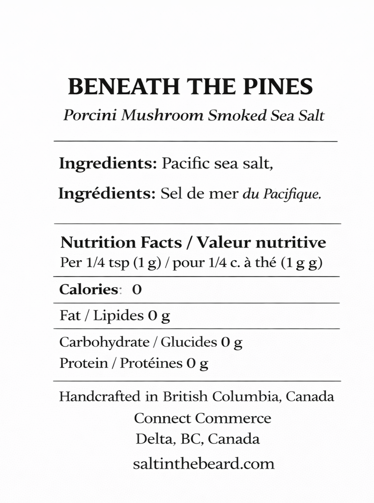 Beneath the Pines – Large Flake Smoked Sea Salt with Porcini (100g)