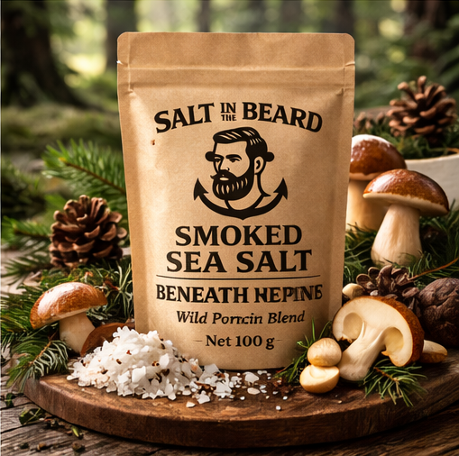 Beneath the Pines – Large Flake Smoked Sea Salt with Porcini (100g)