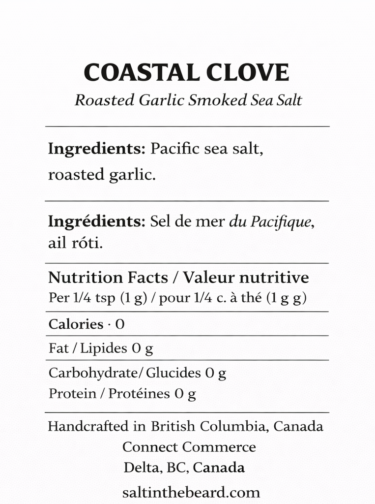 Coastal Clove – Large Flake Smoked Sea Salt with Roasted Garlic (100g)