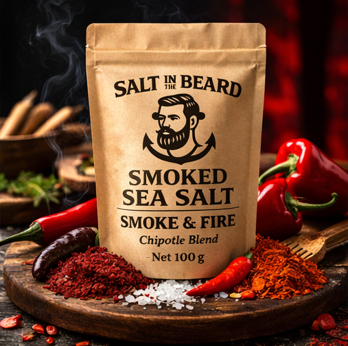 Smoke & Fire – Large Flake Smoked Sea Salt with Chipotle (100g)